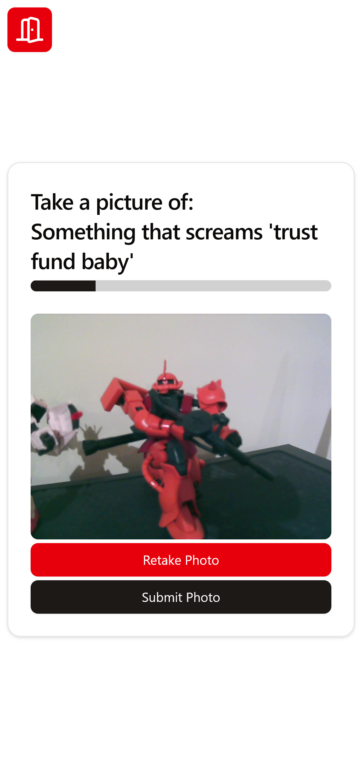 Photo submission screen